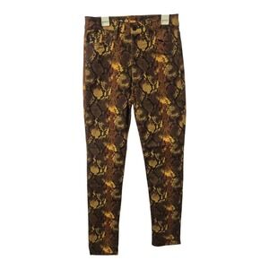 AG Adriano Goldschmied The Sophia Ankle Jeans 27R | Brown Yellow Snake Print New